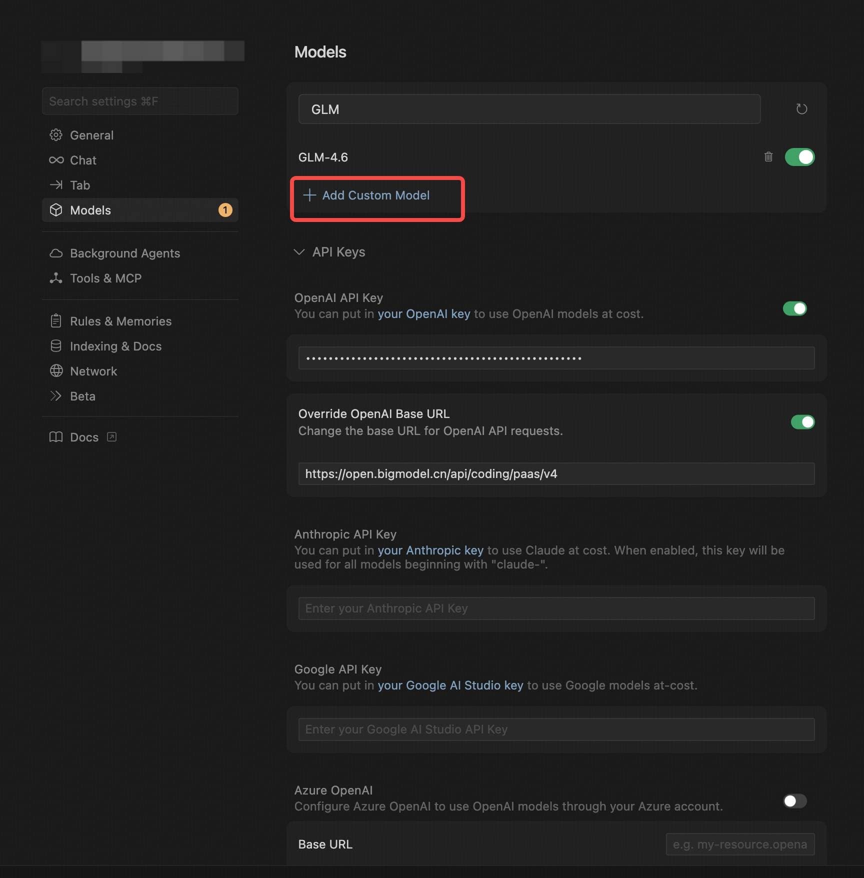 添加自定义模型